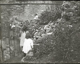 Girls in backcourt garden
